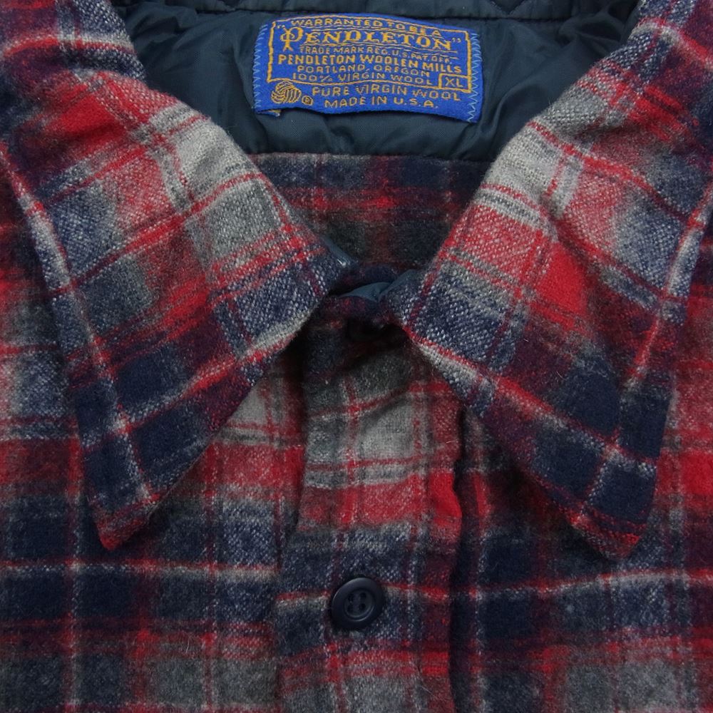 PENDLETON ペンドルトン 70s USA製 ヴィンテージ チェック 長袖 シャツ レッド系 XL【中古】