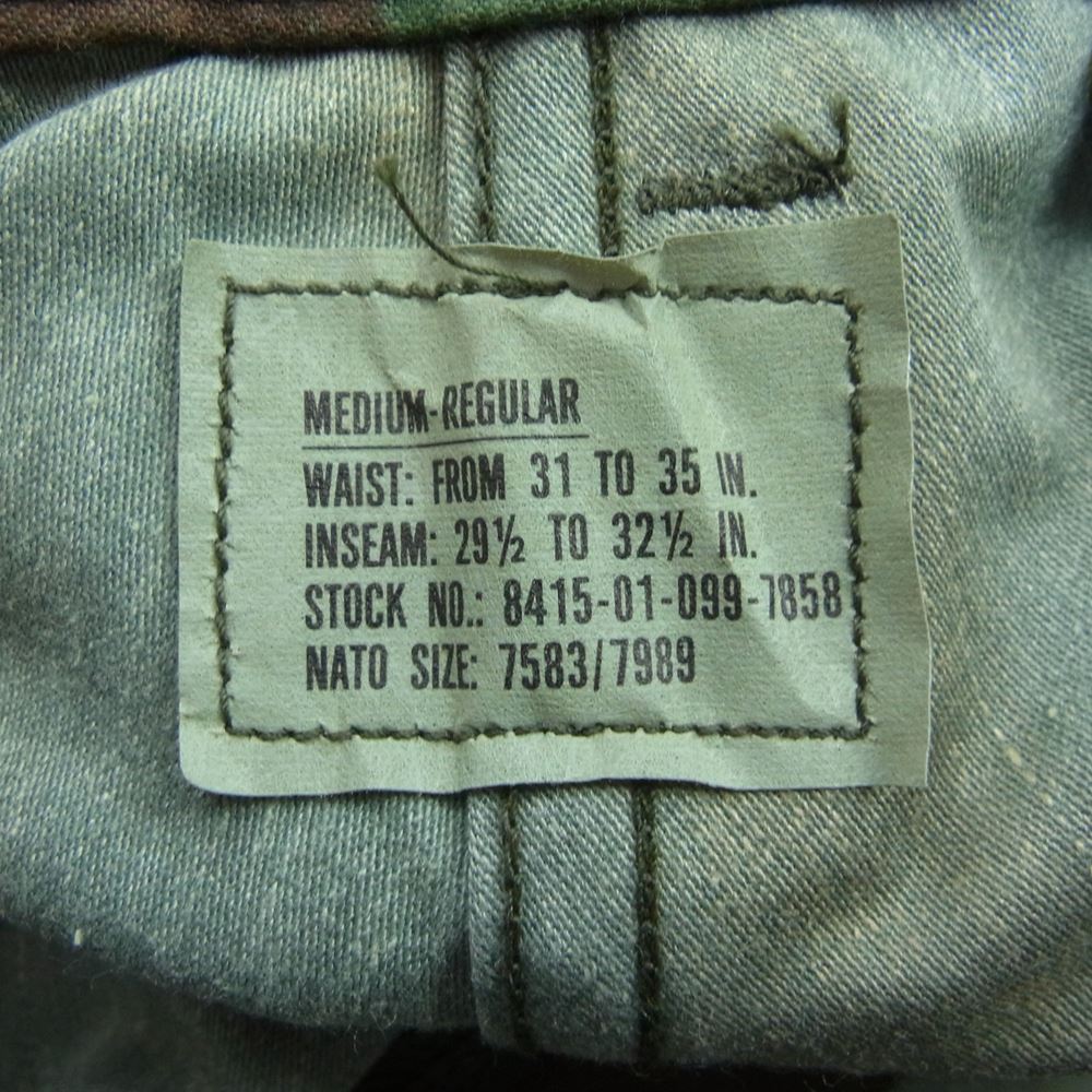 アメリカ軍 8415-01-099-7858 DLA100-85-C-0346 85年製 80s M-65 フィールド カーゴ トラウザー パンツ ウッドランドカモ カーキ系 M【中古】