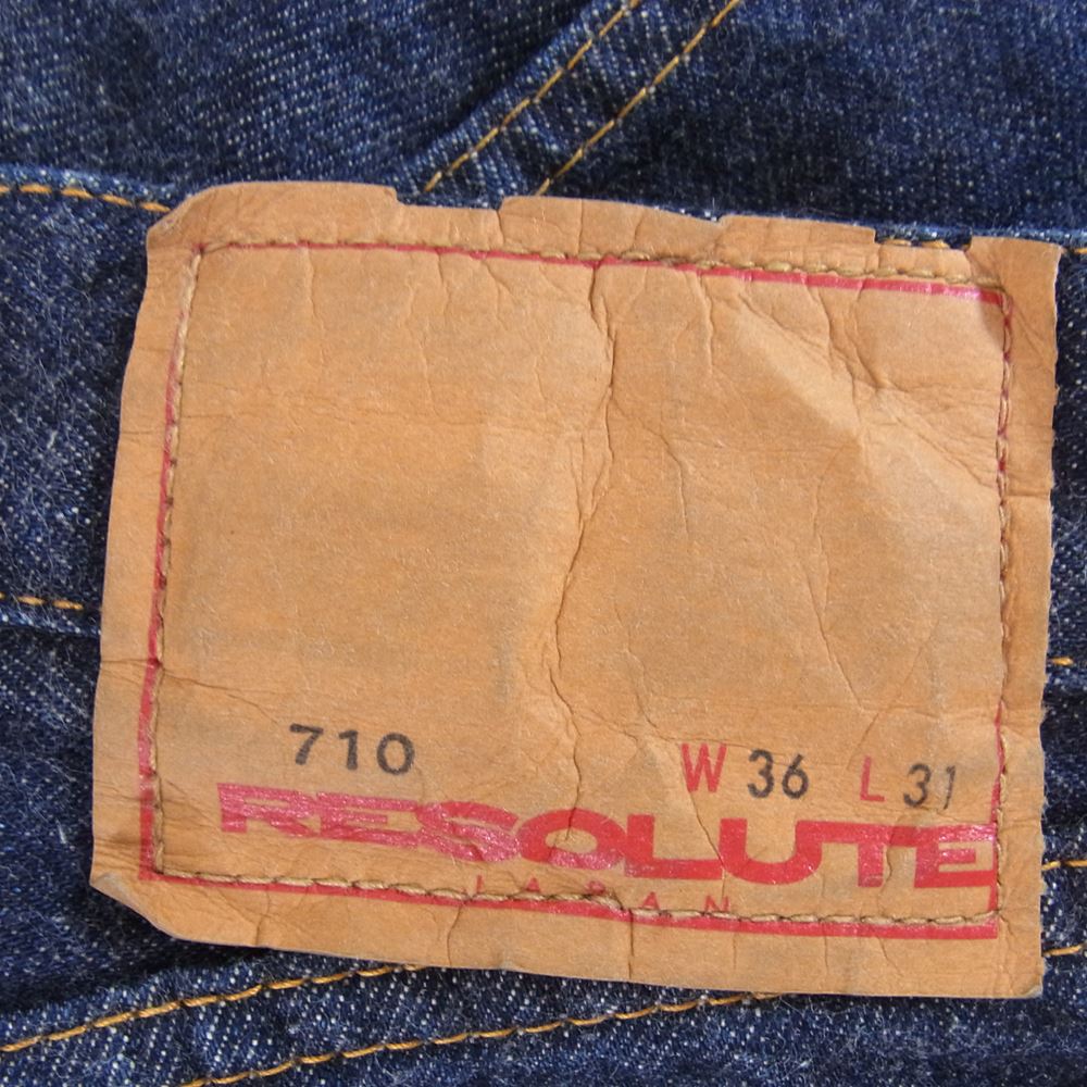 RESOLUTE リゾルト 710 ボタンフライ ストレート デニム パンツ インディゴブルー系 36【中古】