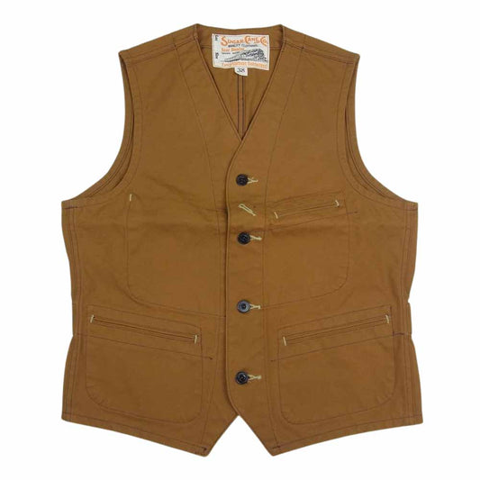 SUGAR CANE シュガーケーン SC14375 13oz. BROWN DUCK WORK VEST ブラウン ダック ワーク ベスト ブラウン系 38【中古】