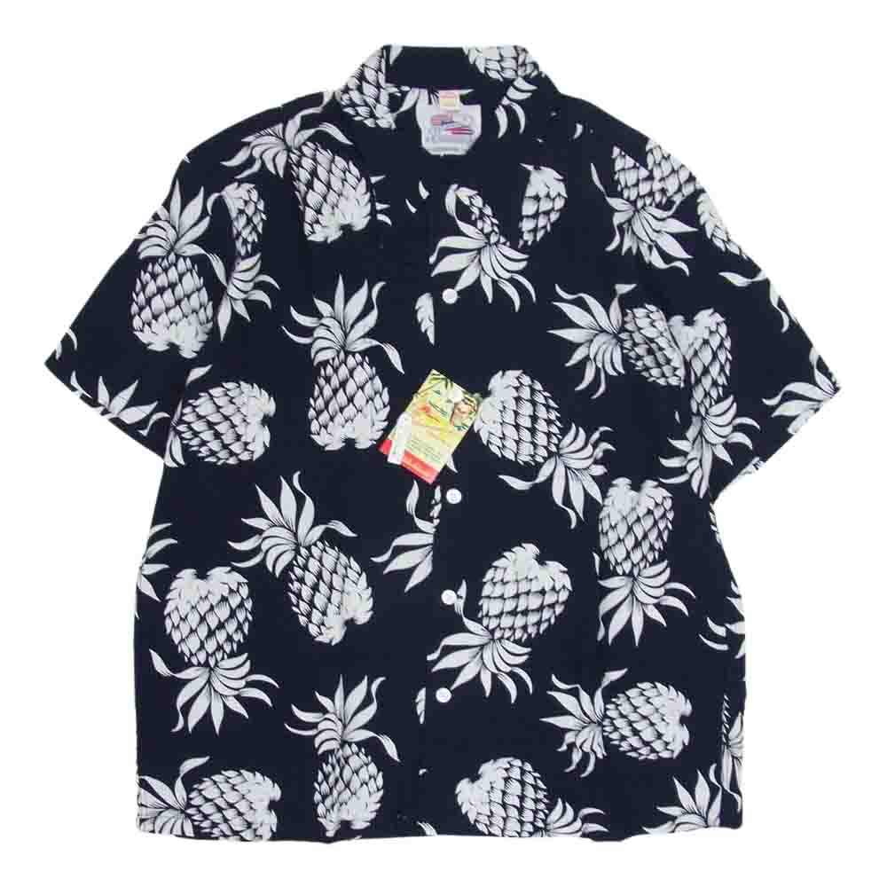 SUN SURF サンサーフ DK36201 DUKE KAHANAMOKU SPECIAL EDITION  スペシャルエディション カハナモク ハワイアン アロハ 半袖 シャツ ネイビー系 L【極上美品】【中古】