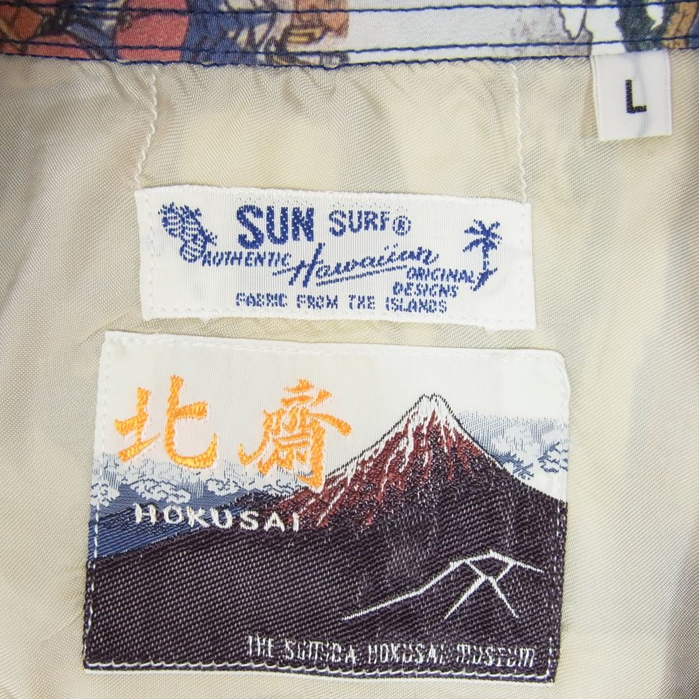 SUN SURF サンサーフ SS37918 × 葛飾北斎 SPECIAL EDITION 忠臣蔵討入 半袖 アロハ シャツ マルチカラー系 L【極上美品】【中古】