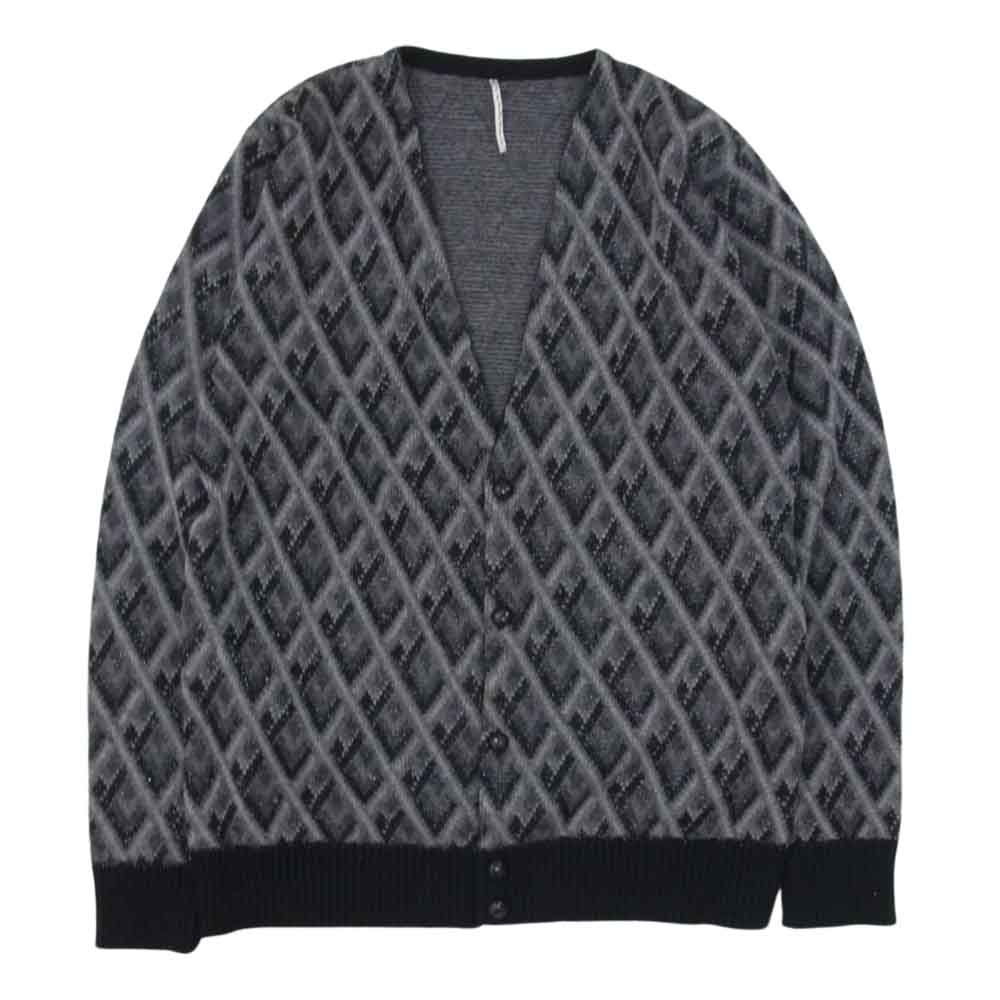 エムズブラック ラメ アーガイル カーディガン グレー系 38【中古】