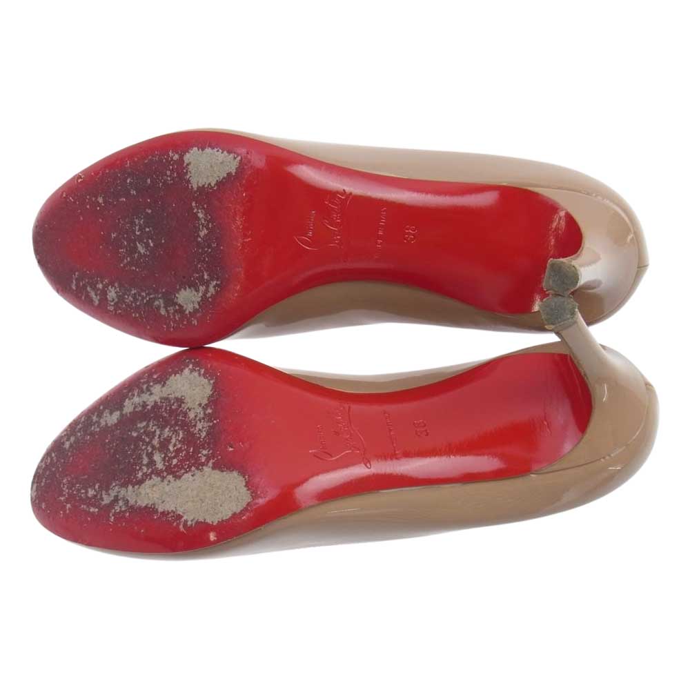 Christian Louboutin クリスチャンルブタン 3080363 6248 SIMPLE PUMP 70 PATENT CALF パテントカーフレザー ハイヒール パンプス ベージュ系 38【中古】