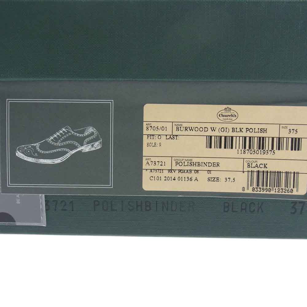 CHURCH'S チャーチ 8705 BURWOOD バーウッド 外羽根 ウィングチップ ウイングチップ レザー ドレスシューズ ブラック系 37.5【中古】