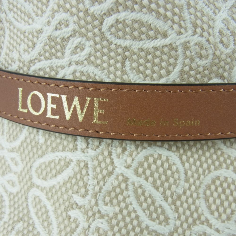 LOEWE ロエベ アナグラム ロゴ刺繍 バケットハット 帽子 スペイン製 ベージュ系 59【中古】