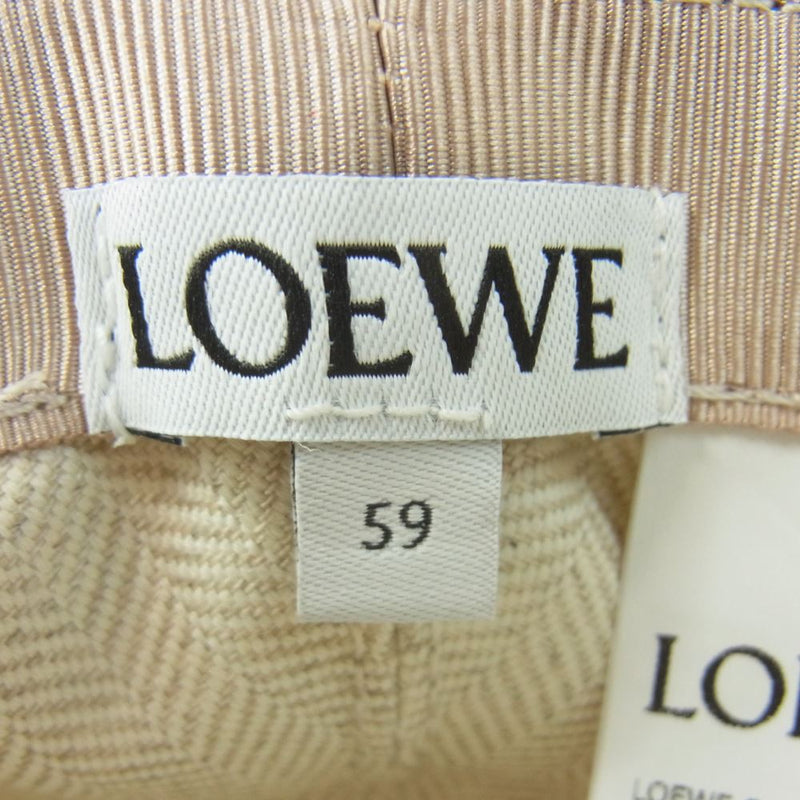 LOEWE ロエベ アナグラム ロゴ刺繍 バケットハット 帽子 スペイン製 ベージュ系 59【中古】