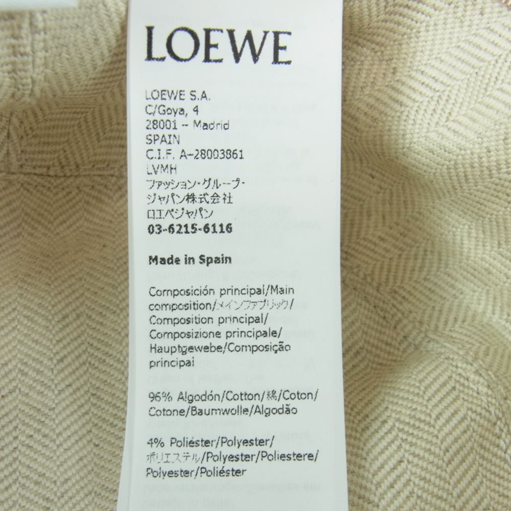 LOEWE ロエベ アナグラム ロゴ刺繍 バケットハット 帽子 スペイン製 ベージュ系 59【中古】