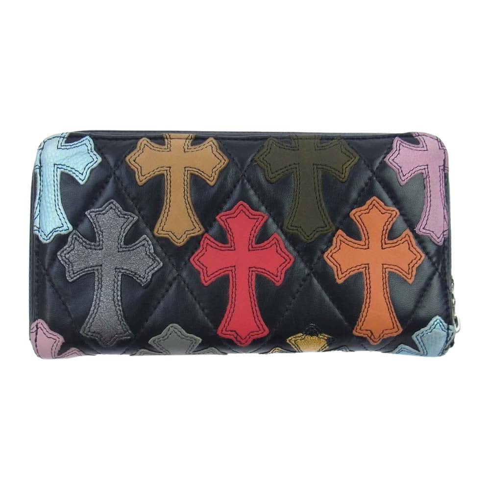 CHROME HEARTS クロムハーツ（原本無） REC F ZIP QUILTED マルチカラー セメタリークロス キルティング レザー ウォレット ブラック系 マルチカラー系【中古】