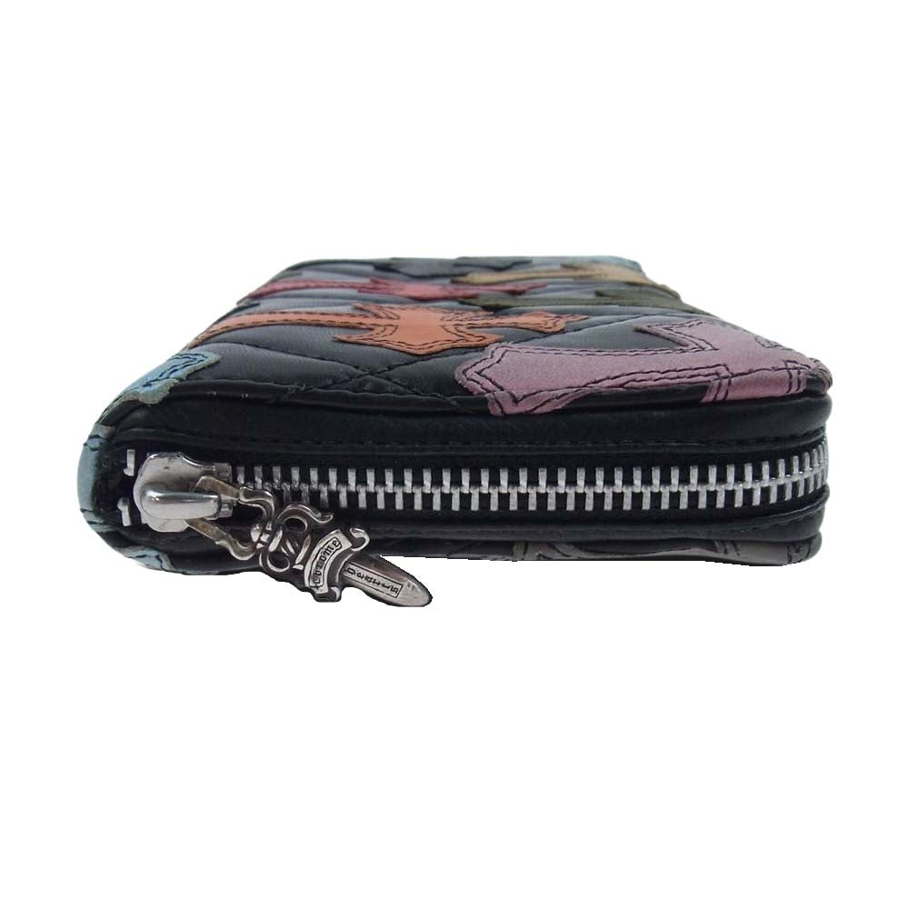CHROME HEARTS クロムハーツ（原本無） REC F ZIP QUILTED マルチカラー セメタリークロス キルティング レザー ウォレット ブラック系 マルチカラー系【中古】
