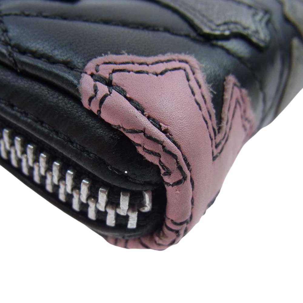 CHROME HEARTS クロムハーツ（原本無） REC F ZIP QUILTED マルチカラー セメタリークロス キルティング レザー ウォレット ブラック系 マルチカラー系【中古】