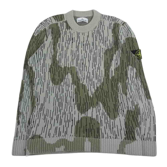 STONE ISLAND ストーンアイランド TOM066618 Rain Camo Crew Knit レインカモ クルーネック ニット ライトブラウン系 L【中古】