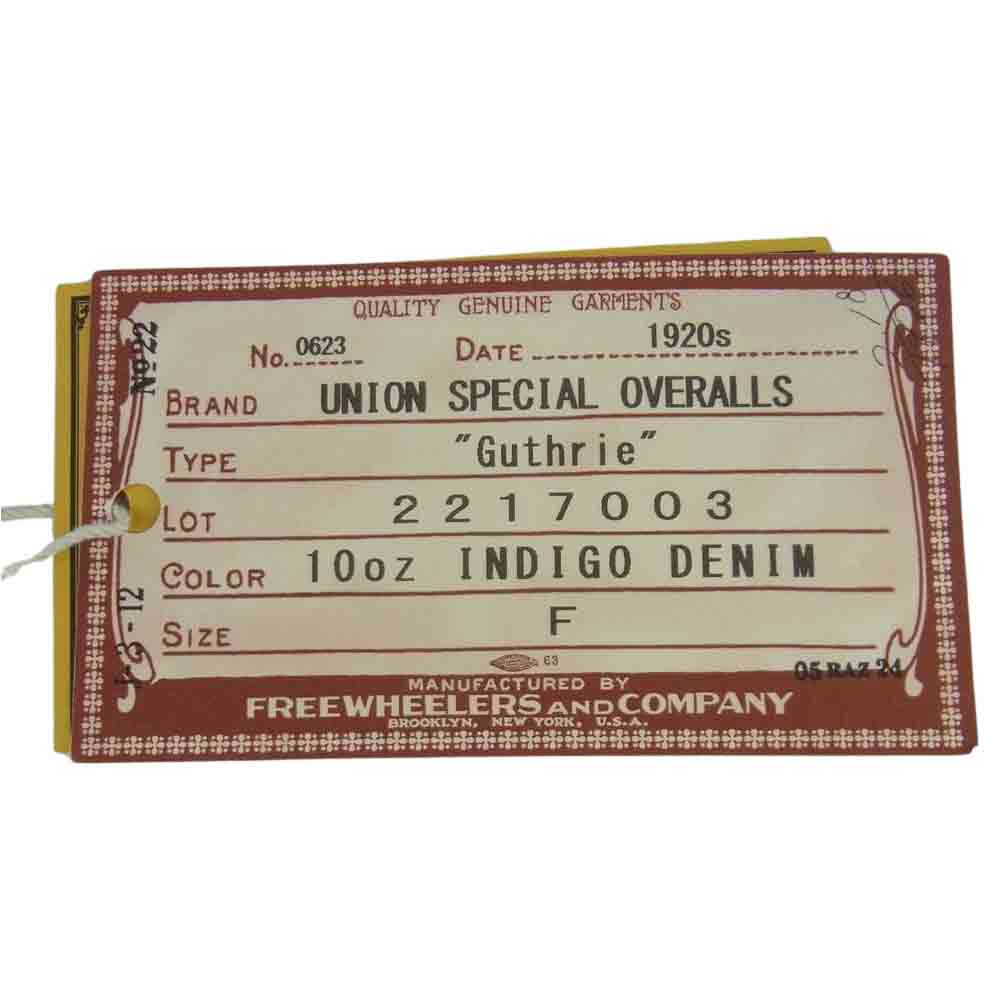 FREEWHEELERS フリーホイーラーズ 2217003 UNION SPECIAL OVERALLS GUTHRIE 10oz DENIM ガスリー デニム ワーク キャップ インディゴブルー系 F【新古品】【未使用】【中古】