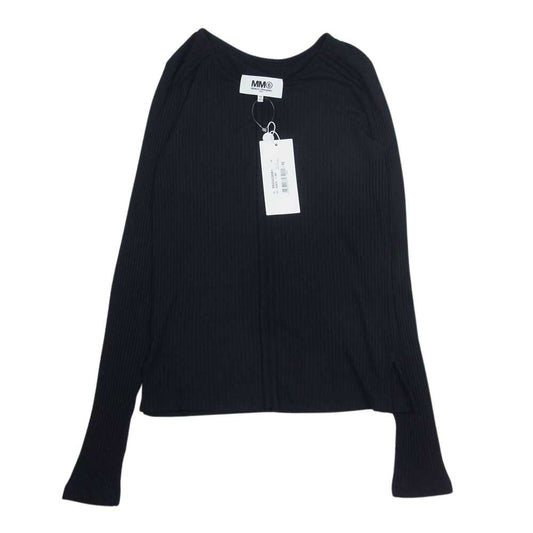 MAISON MARGIELA メゾンマルジェラ S52GC0081 MM6 エムエムシックス アウトシーム レーヨン リブ カットソー 長袖 ブラック系 XS【中古】
