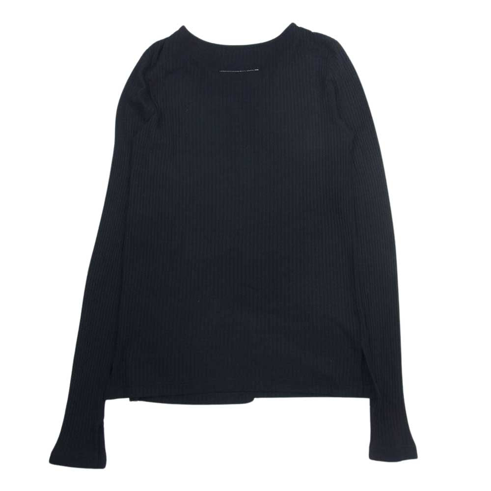 MAISON MARGIELA メゾンマルジェラ S52GC0081 MM6 エムエムシックス アウトシーム レーヨン リブ カットソー 長袖 ブラック系 XS【中古】