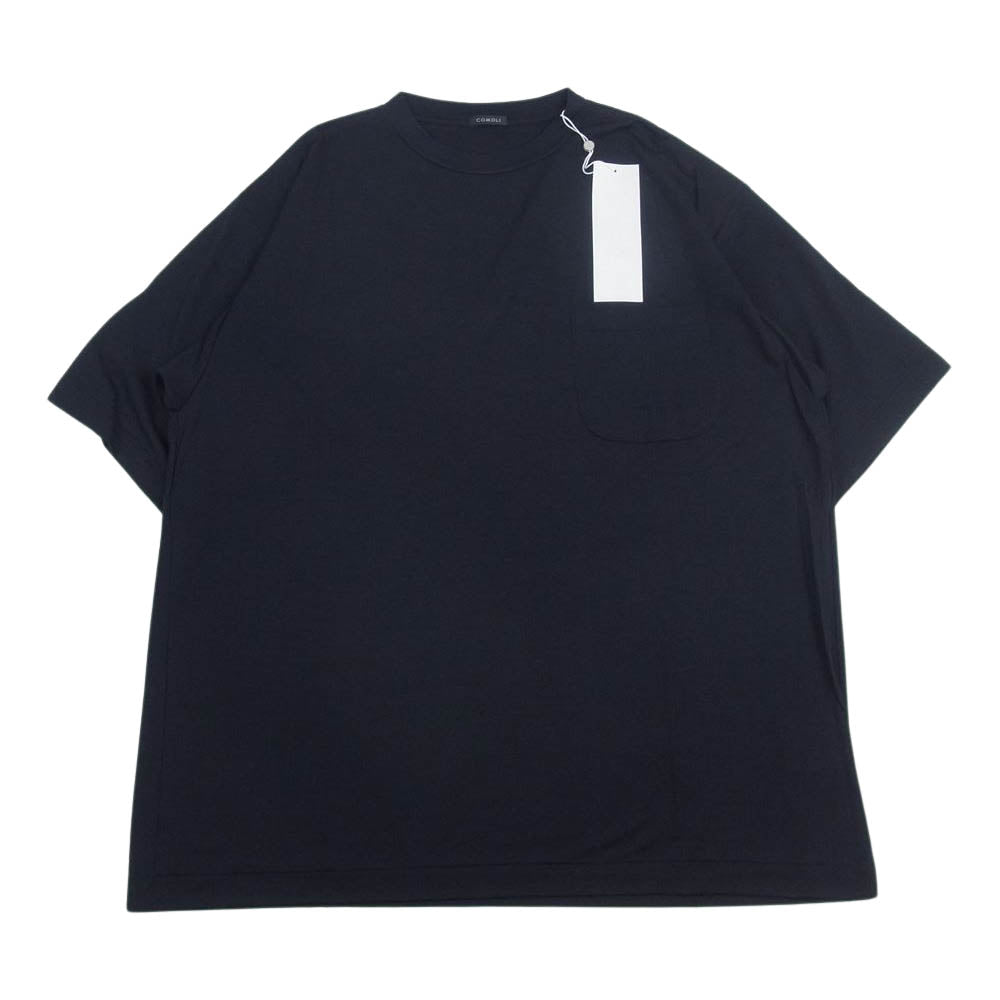 COMOLI コモリ 22SS V01-05007  ウール 天竺 半袖 ポケット Ｔシャツ ネイビー系 3【新古品】【未使用】【中古】