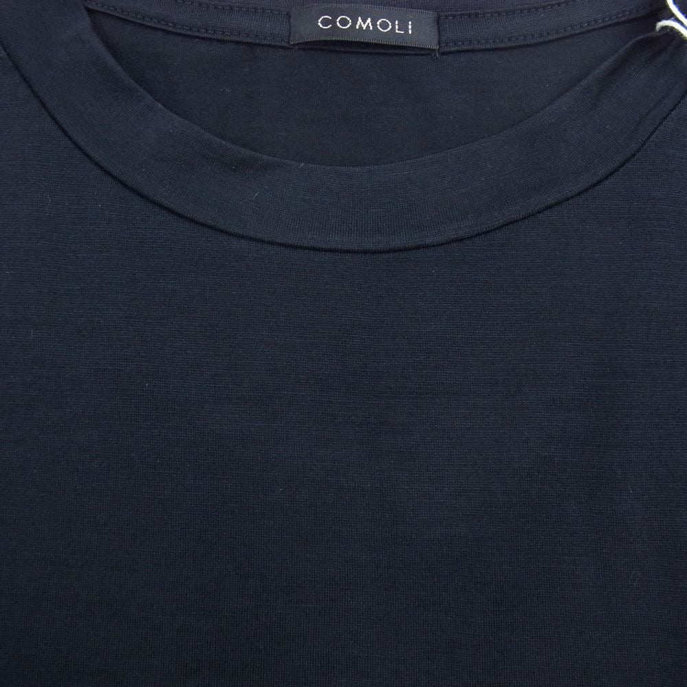 COMOLI コモリ 22SS V01-05007  ウール 天竺 半袖 ポケット Ｔシャツ ネイビー系 3【新古品】【未使用】【中古】