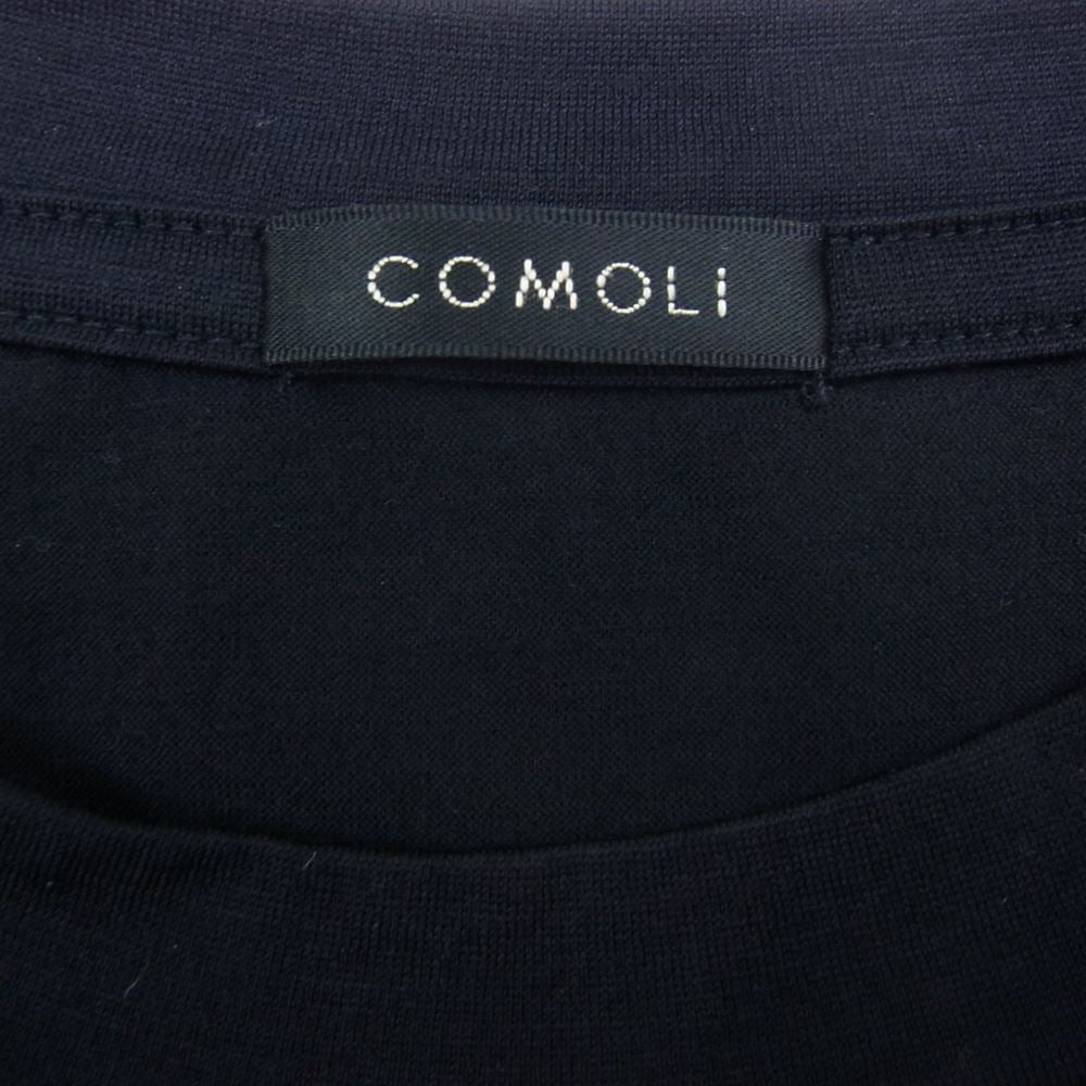 COMOLI コモリ 22SS V01-05007  ウール 天竺 半袖 ポケット Ｔシャツ ネイビー系 3【新古品】【未使用】【中古】