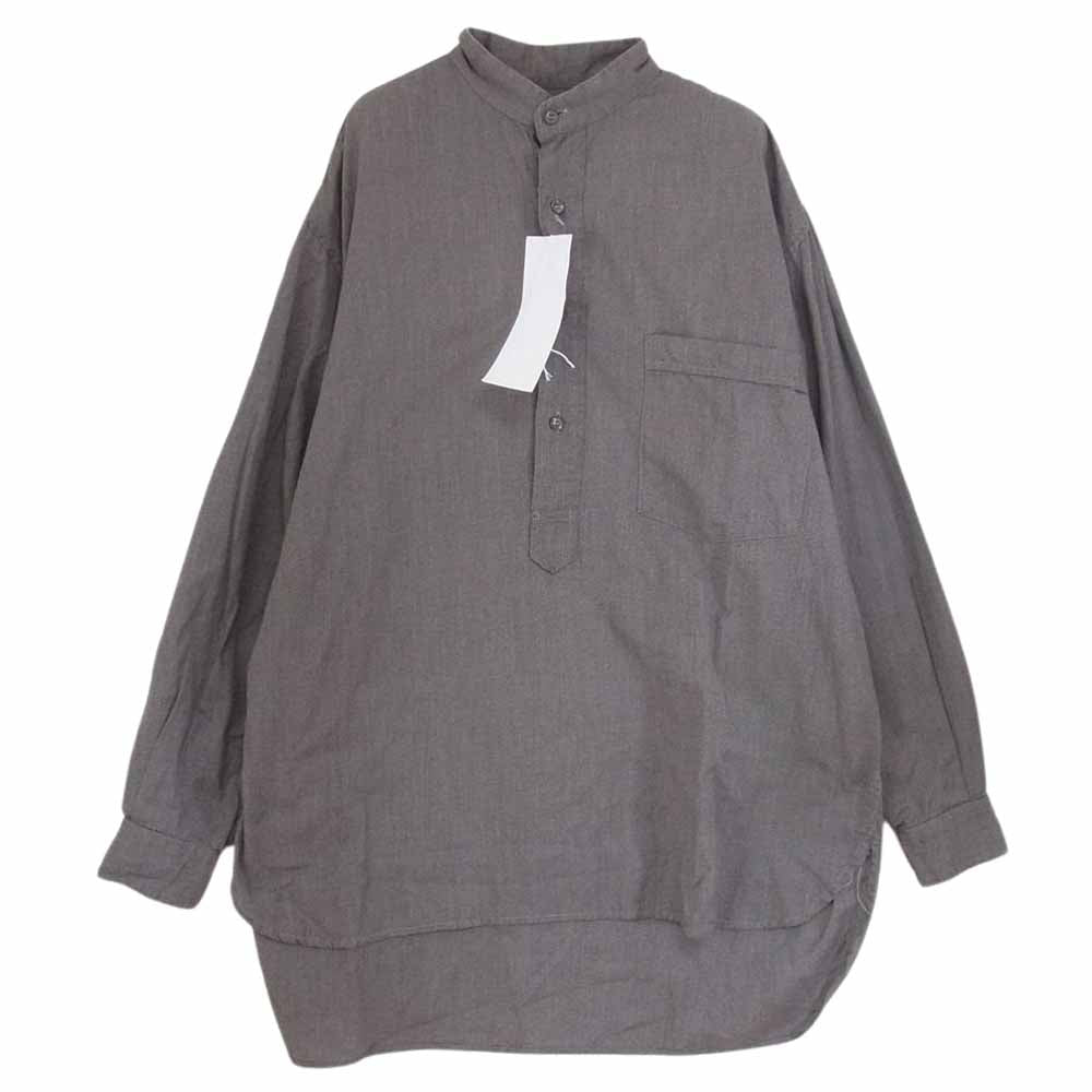 COMOLI コモリ 22SS  V01-02006 ヨリ杢 プルオーバー シャツ グレー系 2【美品】【中古】