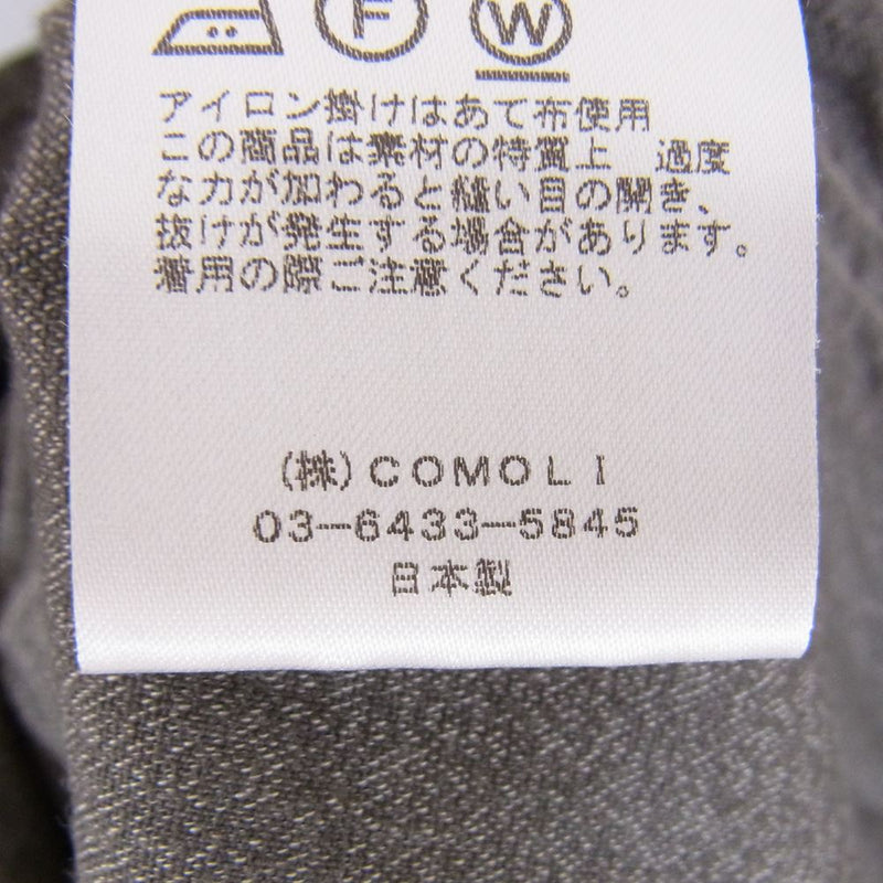 COMOLI コモリ 22SS  V01-02006 ヨリ杢 プルオーバー シャツ グレー系 2【美品】【中古】