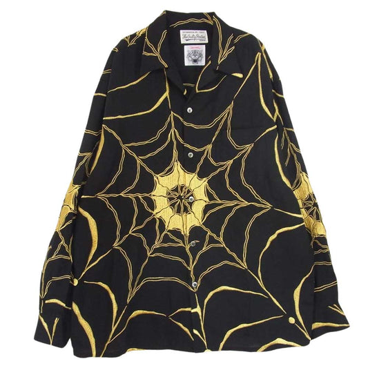 WACKO MARIA ワコマリア 21AW WOLFSHEAD-WM-OC06 × WOLF'S HEAD  ウルフズヘッド 50'S SHIRT L/S 長袖 シャツ ブラック系 XL【中古】