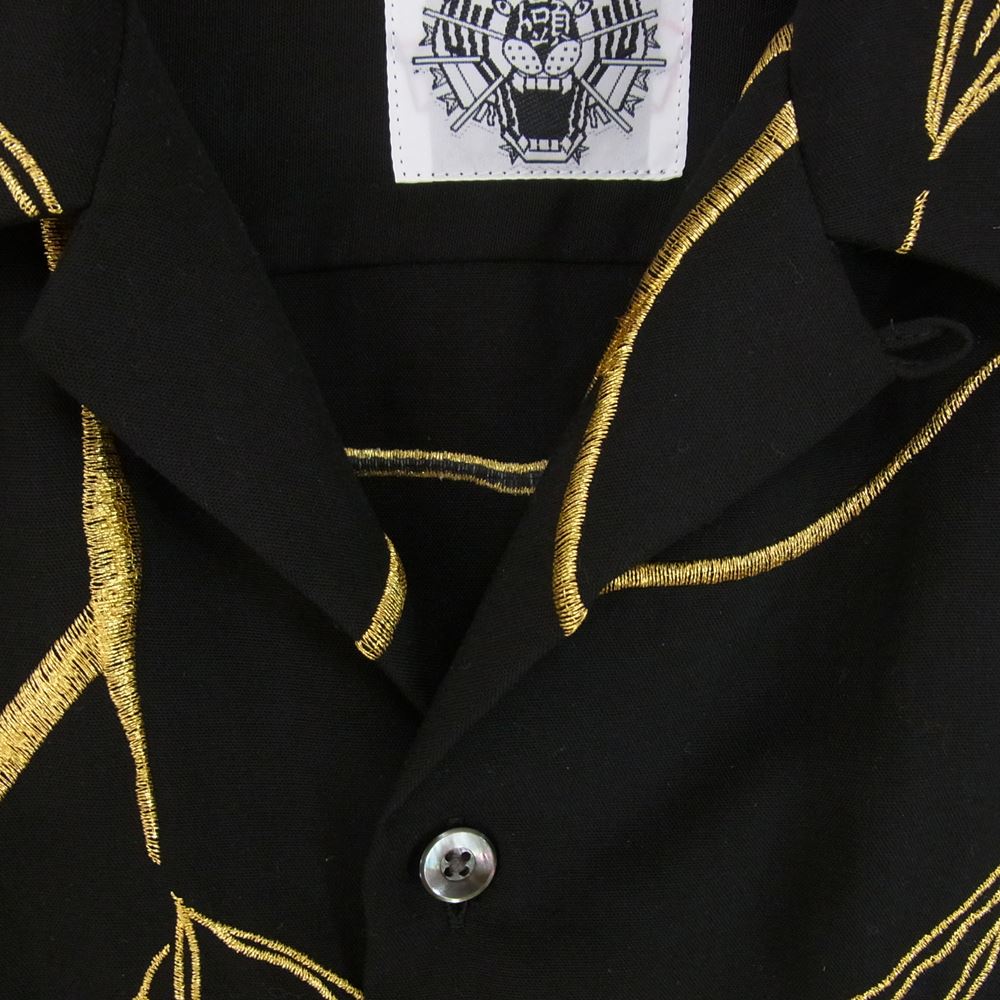 WACKO MARIA ワコマリア 21AW WOLFSHEAD-WM-OC06 × WOLF'S HEAD  ウルフズヘッド 50'S SHIRT L/S 長袖 シャツ ブラック系 XL【中古】