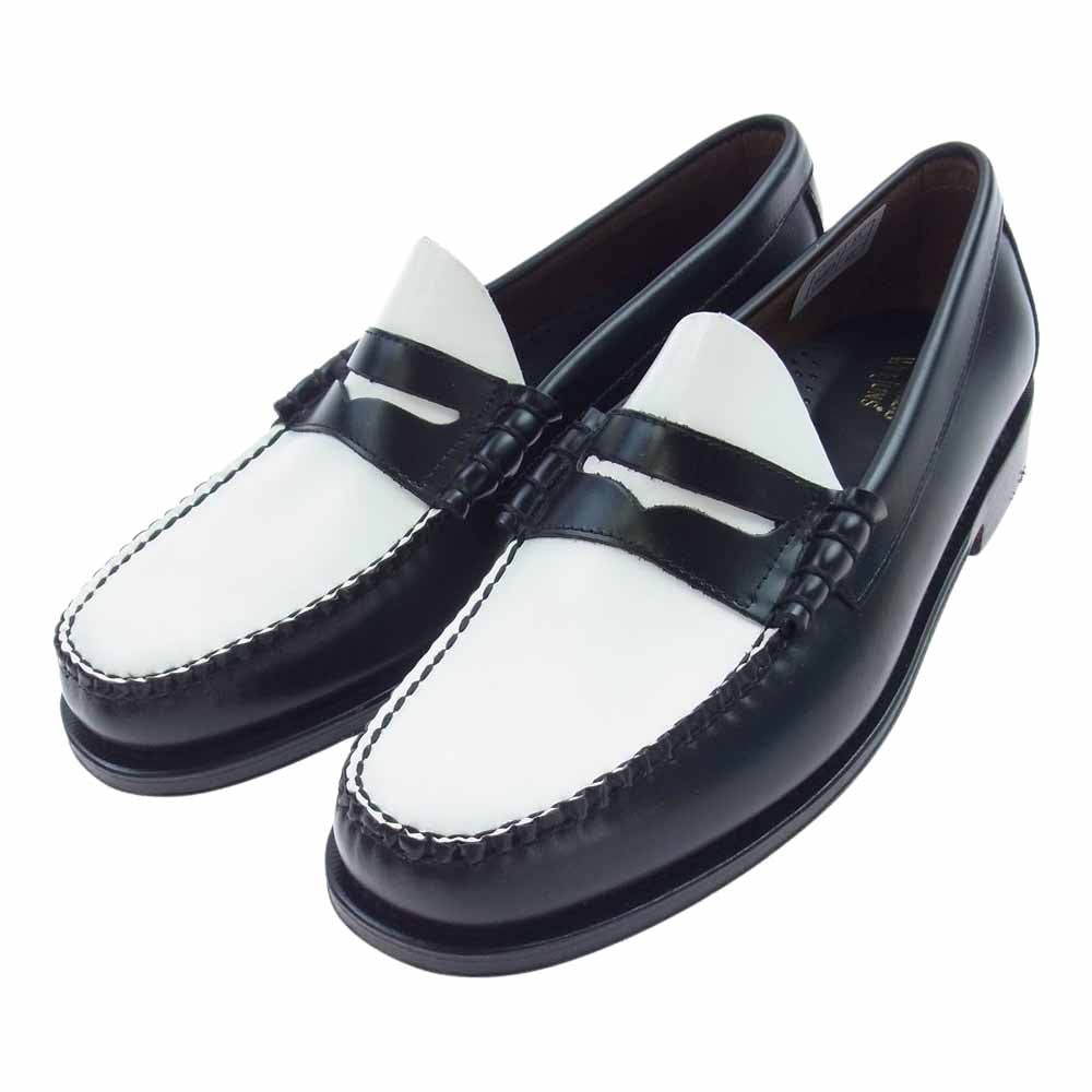 ジーエイチバス 11010H LARSON ラーソン モック ペニー ローファー シューズ ブラック系 ホワイト系 UK8【極上美品】【中古】