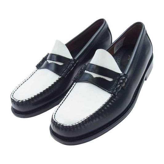 ジーエイチバス 11010H LARSON ラーソン モック ペニー ローファー シューズ ブラック系 ホワイト系 UK8.5【極上美品】【中古】
