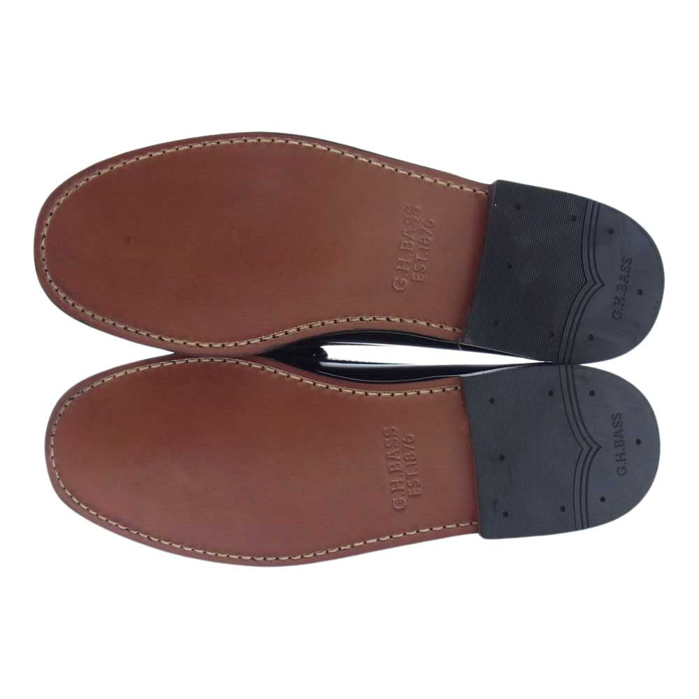 ジーエイチバス 11010H LARSON ラーソン モック ペニー ローファー シューズ ブラック系 ホワイト系 UK8.5【極上美品】【中古】