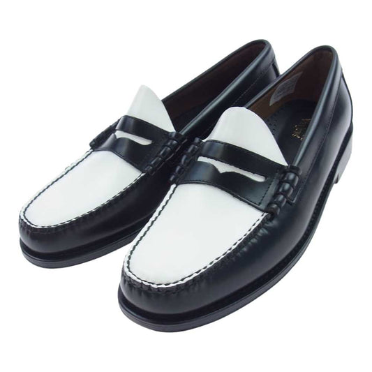 ジーエイチバス 11010H LARSON ラーソン モック ペニー ローファー シューズ ブラック系 ホワイト系 UK8【極上美品】【中古】