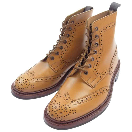 Tricker's トリッカーズ M5634 STOW ストウ フルブローグ カントリーブーツ ライトブラウン系 8.5【極上美品】【中古】