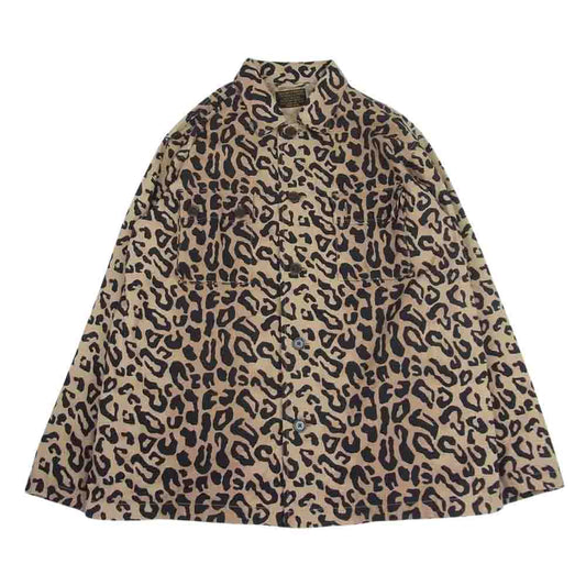 WACKO MARIA ワコマリア × TIM LEHI ティムリーハイ ARMY SHIRT タイガー スカル 刺繍 アーミー 長袖 シャツ ジャケット ベージュ系 L【中古】