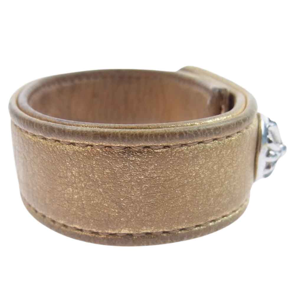 CHROME HEARTS クロムハーツ（原本無） 3BTN 2SNP クロスボール 3ボタン 2スナップ レザー ブレスレット ゴールド ゴールド系【中古】
