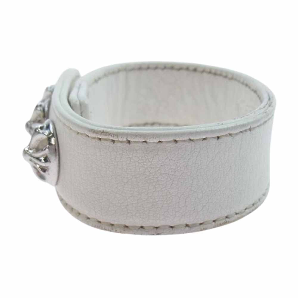 CHROME HEARTS クロムハーツ（原本無） 3BTN 2SNP クロスボール 3ボタン 2スナップ レザー ブレスレット ホワイト ホワイト系【中古】