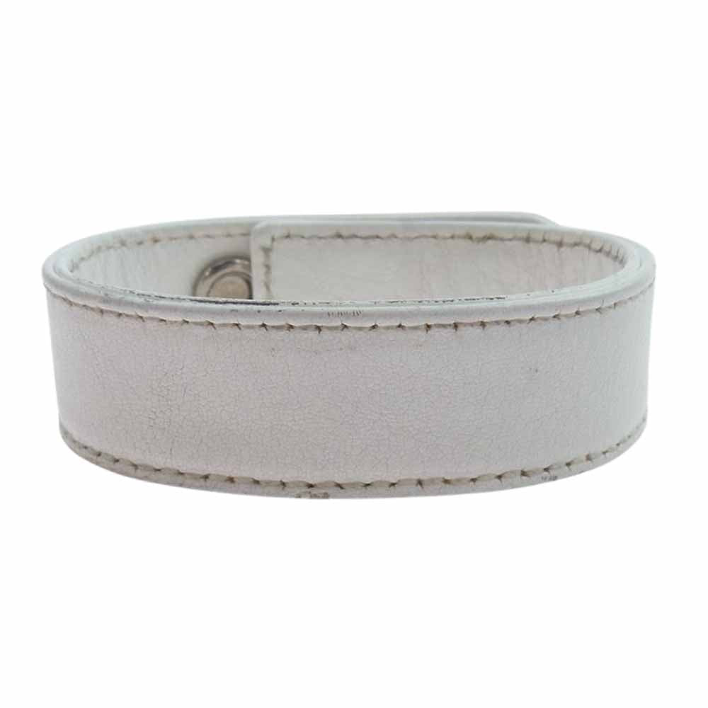 CHROME HEARTS クロムハーツ（原本無） 3BTN 2SNP クロスボール 3ボタン 2スナップ レザー ブレスレット ホワイト ホワイト系【中古】