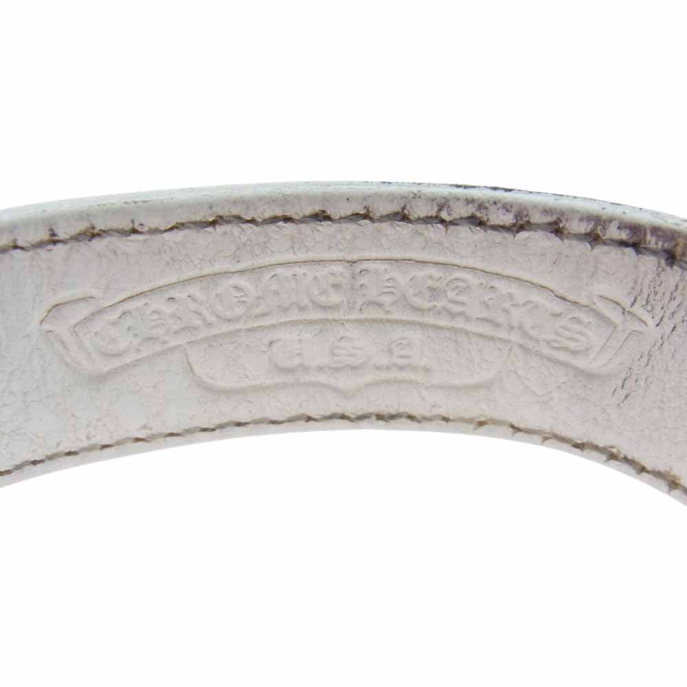 CHROME HEARTS クロムハーツ（原本無） 3BTN 2SNP クロスボール 3ボタン 2スナップ レザー ブレスレット ホワイト ホワイト系【中古】