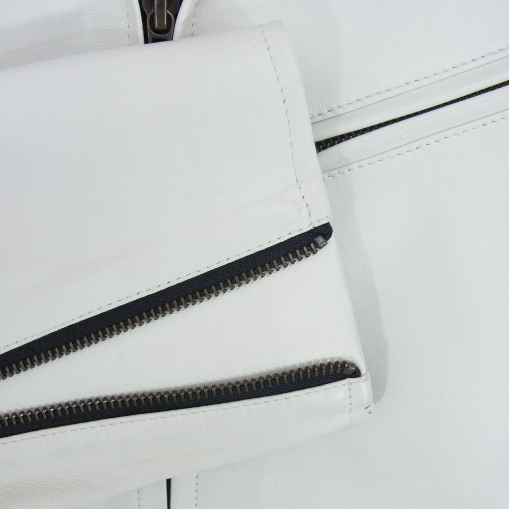 シャッフェン シープレザー フルジップ シングル ライダースジャケット ホワイト系 3【中古】