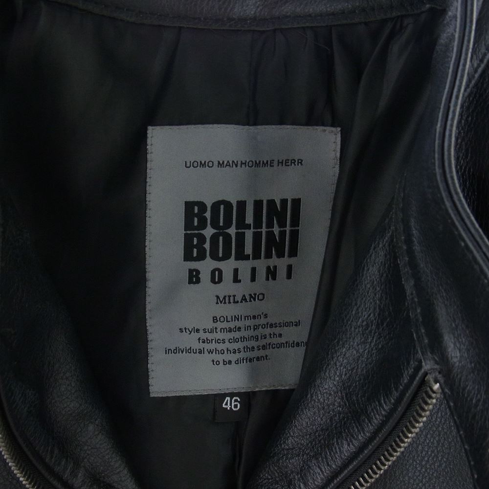 ボリーニ レザー シングル ライダースジャケット ブラック系 46【中古】