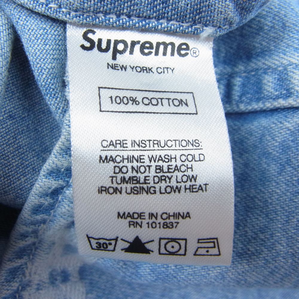 Supreme シュプリーム 17AW Jacquard Denim Shirt ジャガードロゴ デニムシャツ インディゴブルー系 M【中古】