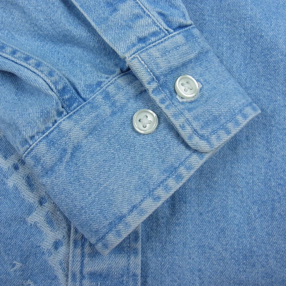 Supreme シュプリーム 17AW Jacquard Denim Shirt ジャガードロゴ デニムシャツ インディゴブルー系 M【中古】
