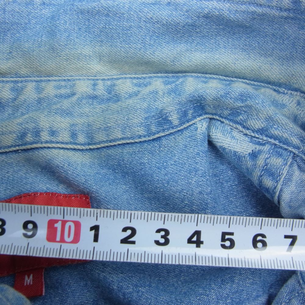 Supreme シュプリーム 17AW Jacquard Denim Shirt ジャガードロゴ デニムシャツ インディゴブルー系 M【中古】