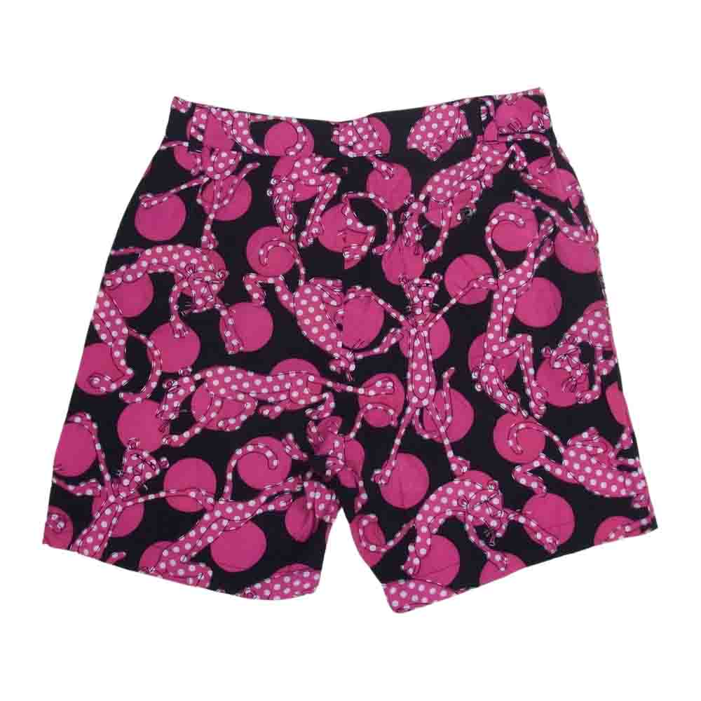 WACKO MARIA ワコマリア ピンクパンサー ドット レーヨン アロハショーツ ハーフパンツ ブラック系 ピンク系 L【中古】