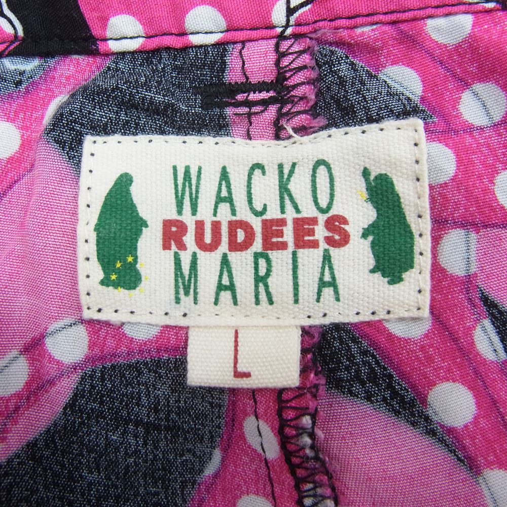 WACKO MARIA ワコマリア ピンクパンサー ドット レーヨン アロハショーツ ハーフパンツ ブラック系 ピンク系 L【中古】