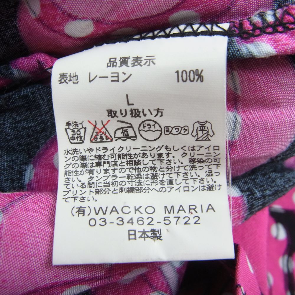 WACKO MARIA ワコマリア ピンクパンサー ドット レーヨン アロハショーツ ハーフパンツ ブラック系 ピンク系 L【中古】