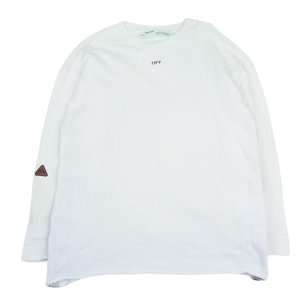 OFF-WHITE オフホワイト 18SS OMBA017S18003008 TAPE OVER CREWNECK テープロゴ刺繍 オーバー クルーネック スウェット トレーナー ホワイト系 M【中古】