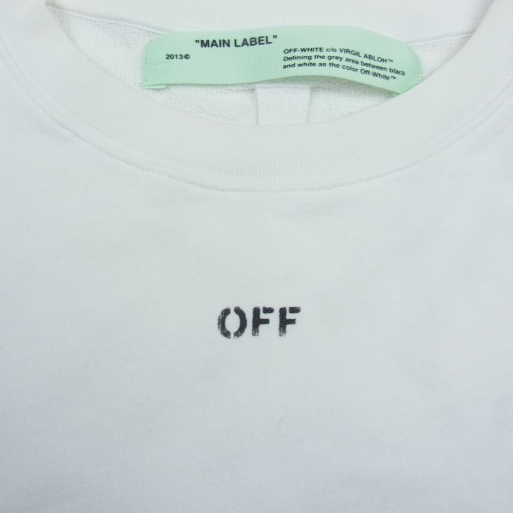 OFF-WHITE オフホワイト 18SS OMBA017S18003008 TAPE OVER CREWNECK テープロゴ刺繍 オーバー クルーネック スウェット トレーナー ホワイト系 M【中古】