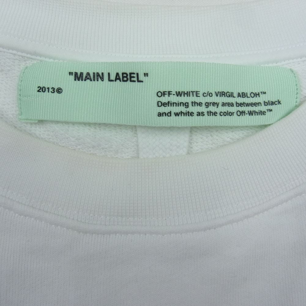 OFF-WHITE オフホワイト 18SS OMBA017S18003008 TAPE OVER CREWNECK テープロゴ刺繍 オーバー クルーネック スウェット トレーナー ホワイト系 M【中古】
