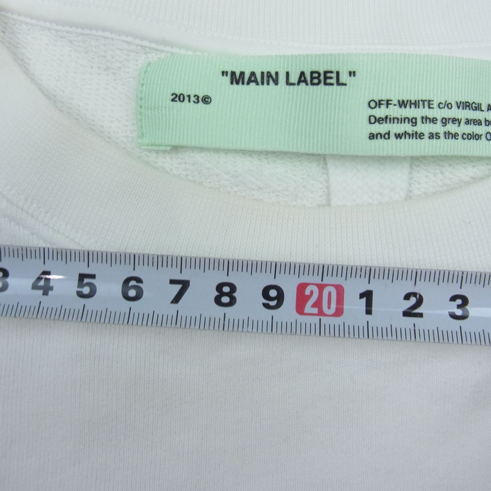 OFF-WHITE オフホワイト 18SS OMBA017S18003008 TAPE OVER CREWNECK テープロゴ刺繍 オーバー クルーネック スウェット トレーナー ホワイト系 M【中古】