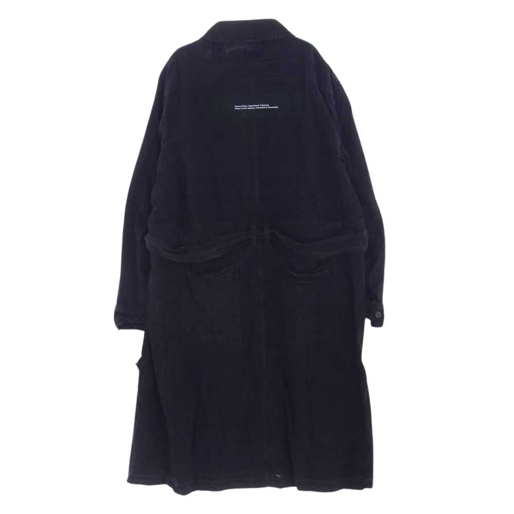 JULIUS ユリウス 637COM5-CHA DENIM GOWN ヴィンテージ加工 ダメージ加工 クラッシュ加工 デニム ガウン ロングコート ブラック系 ３【中古】