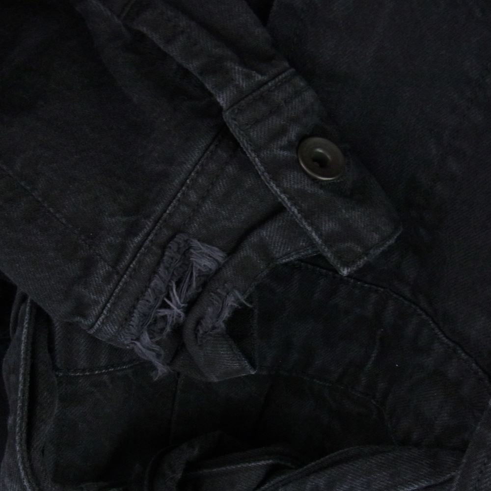 JULIUS ユリウス 637COM5-CHA DENIM GOWN ヴィンテージ加工 ダメージ加工 クラッシュ加工 デニム ガウン ロングコート ブラック系 ３【中古】